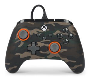 PowerA Advantage Wired Gaming Controller for Xbox Series X/S, Xbox One, PC, Windows 10/11, Woodland Camo, Green/Brown (Officially Licensed)