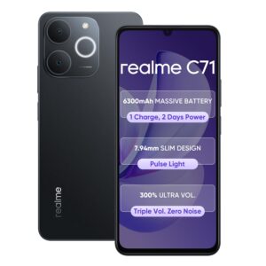 realme C71 4G Smartphone 4GB+64GB Obsidian Black,6.745 inch Screen, 90Hz Eye Comfort Display, 6300mAh Battery, 37MP Cameras, Unisoc T7250 Chip, IP54