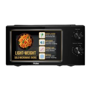 Haier 19 L Inverter Technology, Light Weight, Defrost, 5 Power Levels Solo Microwave Oven (HIL1901MBPB, Black)