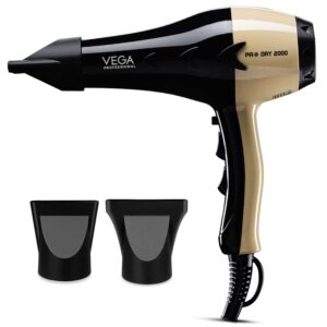 VEGA PROFESSIONAL Pro Dry 1800-2000W Hair Dryer for Woman & Man | Blow Dryer for Women Cool Shot Button & Combination of 4 Heat & 2 Speed Settings, Gold, (VPVHD-04)