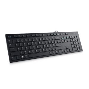 Dell KB216 Wired Multimedia Keyboard - Full-Size Layout with USB Interface, Chiclet Keys, Spill Resistance with 3 Indicator Lights| Plug and Play| Hot Keys: Volume, Mute, Play/Pause, Backward, Forward
