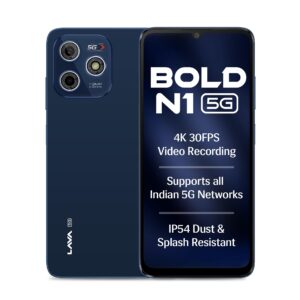 Lava Bold N1 5G (Royal Blue, 4GB RAM, 64GB Storage) |Bigger 6.75" HD+ Notch Display | Octacore 5G Processor | 13 MP AI Camera |5000 mAh Battery| IP54 Rated Dust & Water Splash Proof