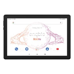 Baatu Enable Tab (10’1 Display) All-in-One Combo | Parental Control Tablet for Children | Space Grey Tablet with Dual Speakers, 4G Calling + Black Smart Flip Cover + Crystal Clear Display Guard