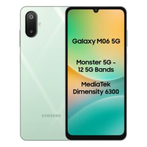Samsung Galaxy M06 5G (Sage Green, 4GB RAM, 64GB Storage) | MediaTek Dimensity 6300 | AnTuTu Score 422K+ | 12 5G Bands| 25W Fast Charging | 4 Gen of OS Upgrades | Without Charger