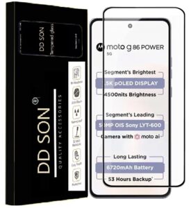 DD SON Premium HD+ Tempered Glass Screen Protector Guard Compatible For Motorola G86 Power 5G / G86 Power 5G (6.67 Inch, Pack of 1) | Edge to Edge Coverage With Easy to installation kit