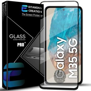 EITANSHA CREATION Edge To Edge Screen Protector Tempered Glass For Samsung Galaxy M35 5G / A35 5G / A55 5G With Easy Self-Installation Kit, (Samsung Galaxy M35 2024)